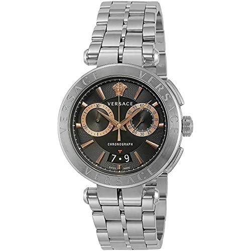Versace Aion Chronograph Black Dial Silver Steel Strap Watch For Men - VE1D01019