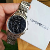  Shop Authentic Emporio Armani Classic Chronograph Black Dial Silver Steel Strap Watch For Men - AR1786 - Luxxuri