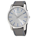  Shop Authentic Calvin Klein City Silver Dial Grey Leather Strap Watch for Men - K2G211Q4 - Luxxuri