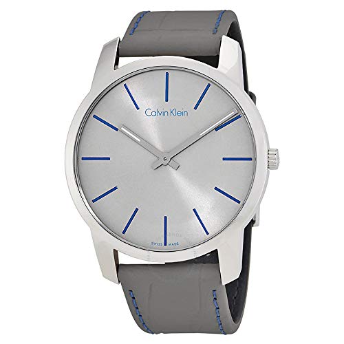  Shop Authentic Calvin Klein City Silver Dial Grey Leather Strap Watch for Men - K2G211Q4 - Luxxuri