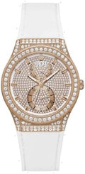  Shop Authentic Guess Sport Multifunction Crystals Rose Gold Dial White Rubber Strap Watch For Women - GW0439L3 - Luxxuri