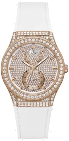  Shop Authentic Guess Sport Multifunction Crystals Rose Gold Dial White Rubber Strap Watch For Women - GW0439L3 - Luxxuri