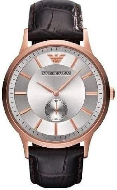  Shop Authentic Emporio Armani Classic Analog Silver Dial Brown Leather Strap Watch For Men - AR9101 - Luxxuri