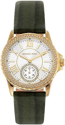  Shop Authentic Michael Kors Mini Everest Crystals White Dial Green Leather Strap Watch for Women - MK4720 - Luxxuri