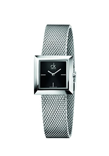  Shop Authentic Calvin Klein Mark Black Dial Silver Mesh Bracelet Watch for Women - K3R23121 - Luxxuri