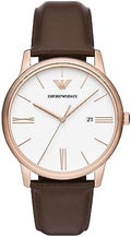 Shop Authentic Emporio Armani Minimalist Quartz White Dial Brown Leather Strap Watch For Men - AR11572 - Luxxuri