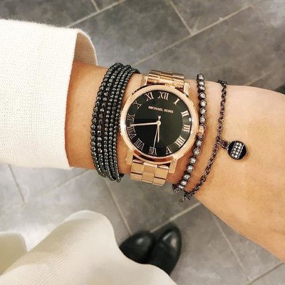  Shop Authentic Michael Kors Noire Black Dial Rose Gold Steel Strap Watch for Women - MK3585 - Luxxuri