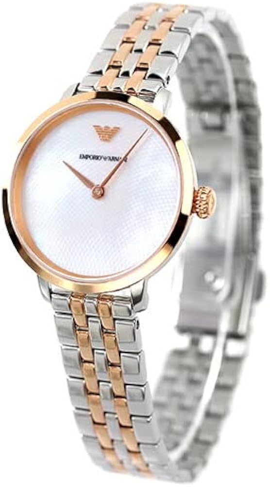 Emporio Armani Modern Slim Analog Mother of Pearl Dial Two Tone Steel Strap Watch For Women - AR11157