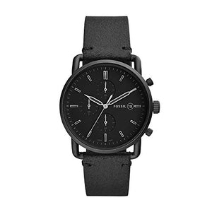  Shop Authentic Fossil Commuter Black Dial Black Leather Strap Watch for for Men - FS5504 - Luxxuri