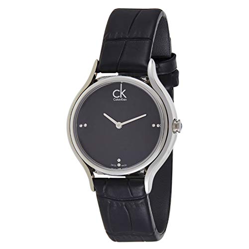  Shop Authentic Calvin Klein Skirt Black Dial Black Leather Strap Watch for Women - K2U231CS - Luxxuri