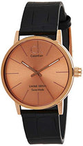  Shop Authentic Calvin Klein Post Minimal Rose Gold Dial Black Leather Strap Watch for Men - K7621201 - Luxxuri