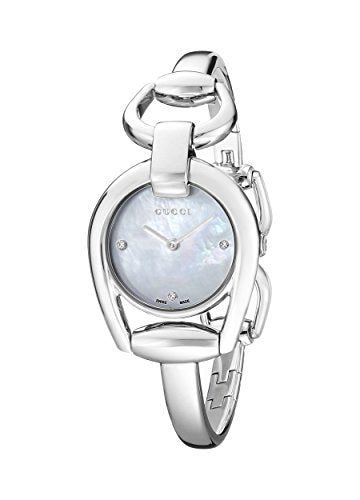  Shop Authentic Gucci Horsebit Collection Diamonds Mother of Pearl Dial Silver Steel Strap Watch For Women - YA139506 - Luxxuri