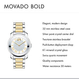  Shop Authentic Movado Bold Silver Dial Two Tone Steel Strap Watch For Women - 3600256 - Luxxuri