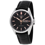  Shop Authentic Tag Heuer Carrera Day Date Black Dial Black Leather Strap Watch for Men - WBN2013.FC6503 - Luxxuri