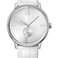 Shop Authentic Calvin Klein Accent Silver Dial White Leather Strap Watch for Women - K2Y211K6 - Luxxuri