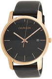  Shop Authentic Calvin Klein City Quartz Black Dial Black Leather Strap Watch for Men - K2G2G6CZ - Luxxuri