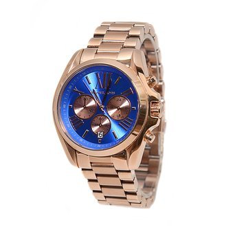 Michael Kors Bradshaw Quartz Blue Dial Rose Gold Steel Strap Watch For Women - MK5951