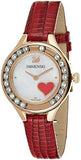  Shop Authentic Swarovski Lovely Crystals Analog White Dial Red Leather Strap Watch for Women - 5297584 - Luxxuri