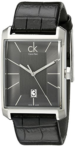  Shop Authentic Calvin Klein Window Black Dial Black Leather Strap Watch for Men - K2M21107 - Luxxuri