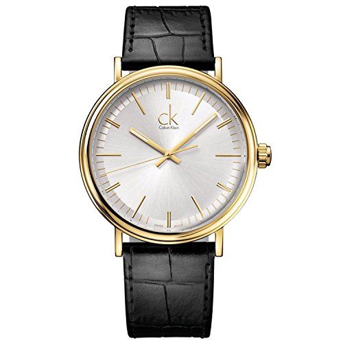  Shop Authentic Calvin Klein Surround Silver Dial Black Leather Strap Watch for Men - K3W215C6 - Luxxuri
