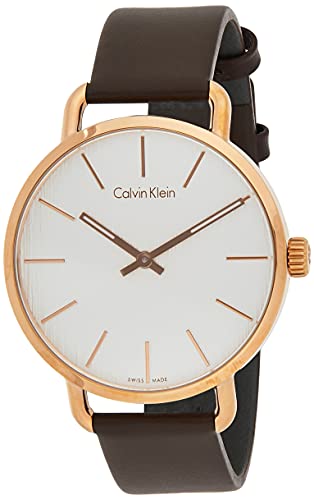  Shop Authentic Calvin Klein Even Silver Dial Brown Leather Strap Watch for Men - K7B216G6 - Luxxuri