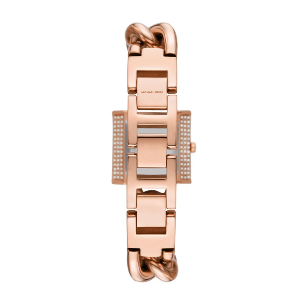  Shop Authentic Michael Kors Chain Lock Three-Hand Rose Gold Dial Rose Gold Steel Strap Watch for Women - MK4827 - Luxxuri