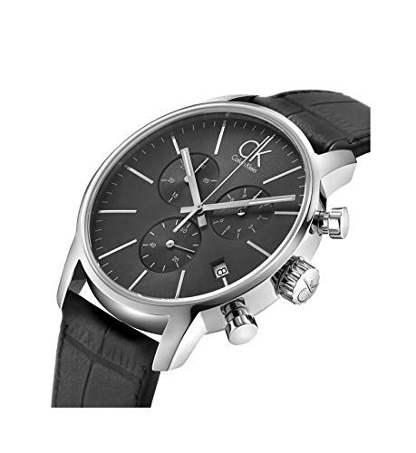  Shop Authentic Calvin Klein City Chronograph Black Dial Black Leather Strap Watch for Men - K2G271C3 - Luxxuri