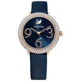  Shop Authentic Swarovski Crystal Frost Blue Dial Blue Leather Strap Watch for Women - 5484061 - Luxxuri