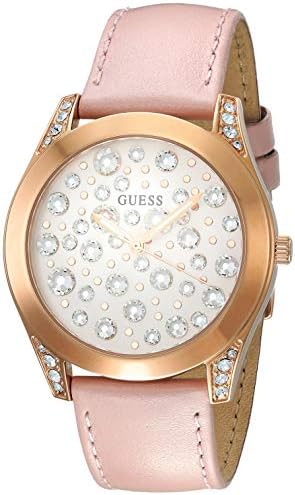  Shop Authentic Guess Wonderlust Beige Dial Pink Leather Strap Watch for Women - W1065L1 - Luxxuri