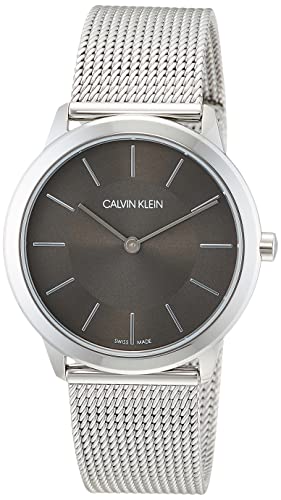  Shop Authentic Calvin Klein Minimal Grey Dial Silver Mesh Bracelet Watch for Men - K3M22124 - Luxxuri