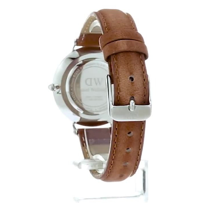  Shop Authentic Daniel Wellington Petite Sterling Black Dial Brown Leather Strap Watch For Women - DW00100178 - Luxxuri