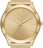  Shop Authentic Michael Kors Slim Runway Quartz Gold Dial Gold Mesh Bracelet Watch For Women - MK8625 - Luxxuri