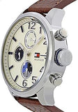  Shop Authentic Tommy Hilfiger Jackson Multi-Function Silver Dial Brown Leather Strap Watch for Men - 1791239 - Luxxuri