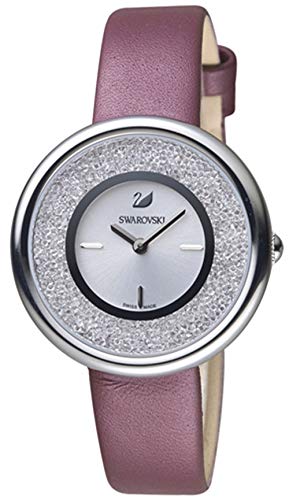  Shop Authentic Swarovski Crystalline Silver Dial Purple Leather Strap Watch for Women - 5295355 - Luxxuri
