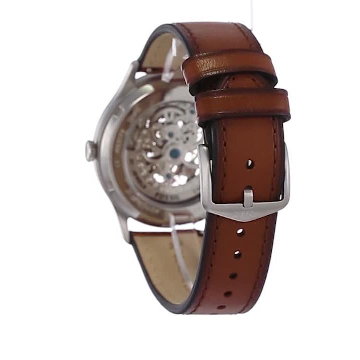  Shop Authentic Fossil Forrester Automatic Skeleton Grey Dial Brown Leather Strap Watch for Men - ME3178 - Luxxuri