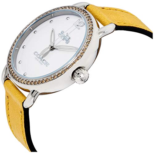 Coach Delancey White Dial Yellow Leather Strap Watch for Women - 14502882