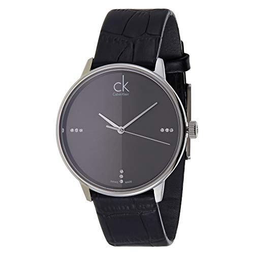  Shop Authentic Calvin Klein Accent Black Dial Black Leather Strap Watch for Men - K2Y2X1CU - Luxxuri