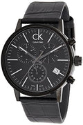  Shop Authentic Calvin Klein Post Minimal Chronograph Black Dial Black Leather Strap Watch for Men - K7627401 - Luxxuri