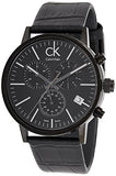  Shop Authentic Calvin Klein Post Minimal Chronograph Black Dial Black Leather Strap Watch for Men - K7627401 - Luxxuri