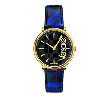  Shop Authentic Versace V-Circle Black Dial Blue Leather Strap Watch for Women - VE8100218 - Luxxuri