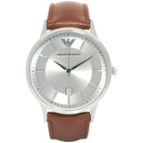  Shop Authentic Emporio Armani Renato Silver Dial Brown Leather Strap Watch For Men - AR2463 - Luxxuri