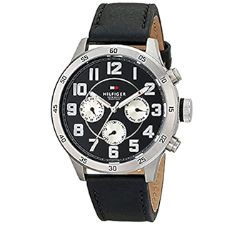  Shop Authentic Tommy Hilfiger Sport Chronograph Black Dial Black Leather Strap Watch for Men - 1791050 - Luxxuri