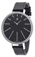  Shop Authentic Calvin Klein Equal Black Dial Black Leather Strap Watch for Women - K3E231C1 - Luxxuri