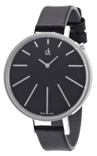 Shop Authentic Calvin Klein Equal Black Dial Black Leather Strap Watch for Women - K3E231C1 - Luxxuri