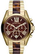 Michael Kors Bradshaw Chronograph Brown Dial Two Tone Steel Strap Watch For Women - MK5696