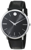  Shop Authentic Movado Ultra Slim Black Dial Black Leather Strap Watch For Men - 0607086 - Luxxuri