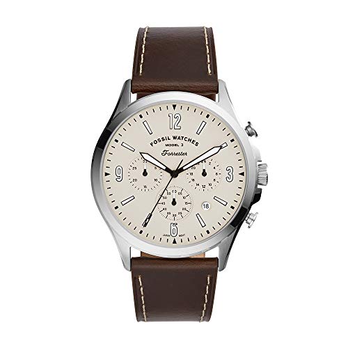  Shop Authentic Fossil Forrester Chronograph White Dial Brown Leather Strap Watch for Men - FS5696 - Luxxuri