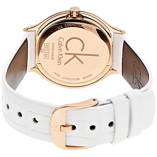  Shop Authentic Calvin Klein Accent White Dial White Leather Strap Watch for Women - K2Y2X6K6 - Luxxuri
