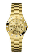  Shop Authentic Guess Glisten Analog Gold Dial Gold Steel Strap Watch For Women - W13576l1 - Luxxuri