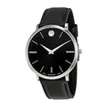  Shop Authentic Movado Ultra Slim Black Dial Black Leather Strap Watch For Men - 0607086 - Luxxuri